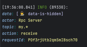 An example that displays log of receiving the message by the server