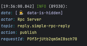 An example that displays log of processing and publishing the response from the server to the client