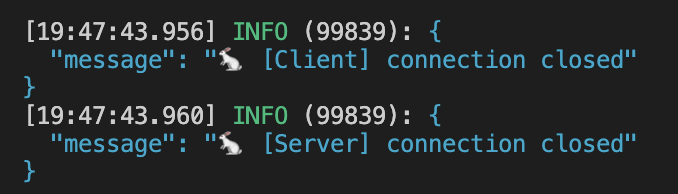 An example that displays log of closing the connection