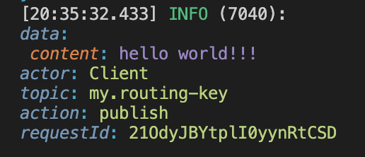 An example that displays log of publishing a message